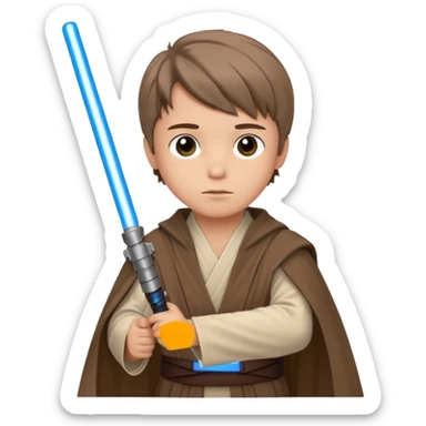 star wars youngling jedi little boy with blue lightsaber sticker