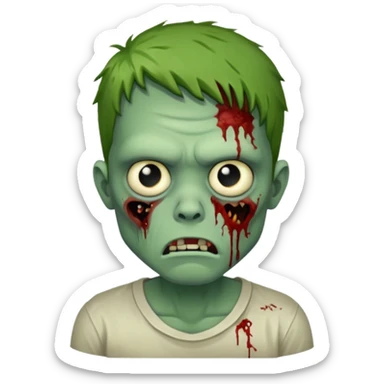 a super cute zombie green with shirt, look sad but not danger

 sticker