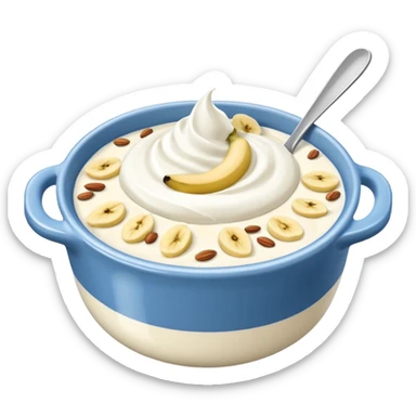 Crüsli-müsli, nøtter, blåbær, bananskiver, med Kefir-Biola-yoghurt i skål  sticker