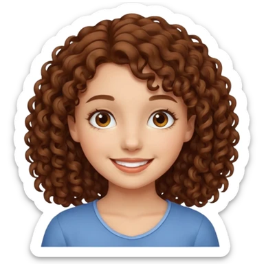 crée moi une jeune fille très belle avec les cheveux bouclés brune sticker