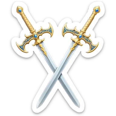 Two Golden royal swords with gold blades and gold handel sticker