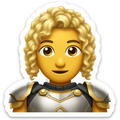 Uma deusa grega do cabelo loiro, olho cor de mel ,pele branca e vestindo uma armadura que tem um decote em formato de V, e a armadura é dourada. sticker