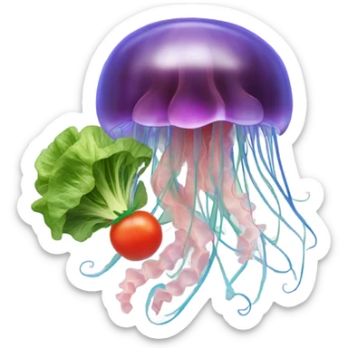 Jellyfish eating a salad sticker