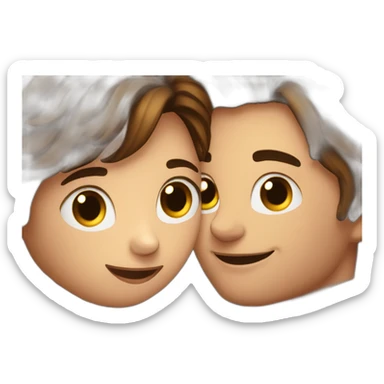 europeans lovers with brown hairs hugging in a comforter ball sticker