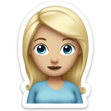 Pregnant woman with blonde hair blue eyes sticker