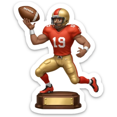 a trophy of a american football player stiff arm sticker