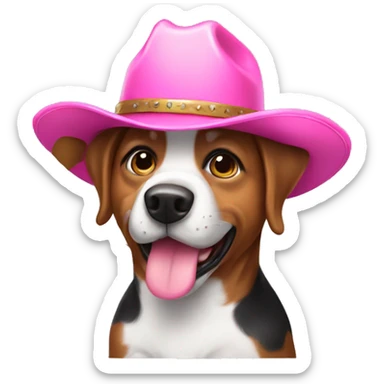 Dog wearing a pink cowboy hat sticker