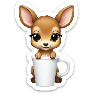Baby deer with iced coffee sticker