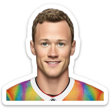 Disco Jonathan Toews wearing rainbow lace shirt sticker