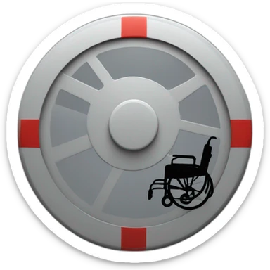 stop sign  in the wheel of a wheel chair sticker
