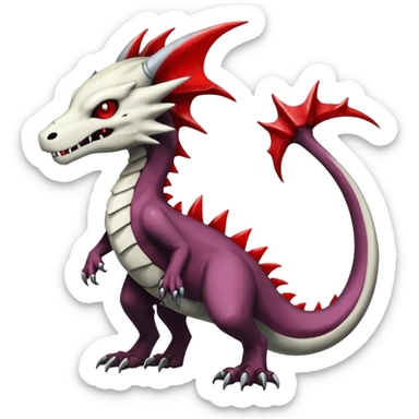 Shiny White Evil Glowing Eldritch Marowak-Salandit-Duskull-Darkdramon-fusion with bloody red markings sticker