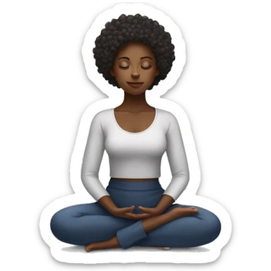 Black girl with curly hair meditating  sticker