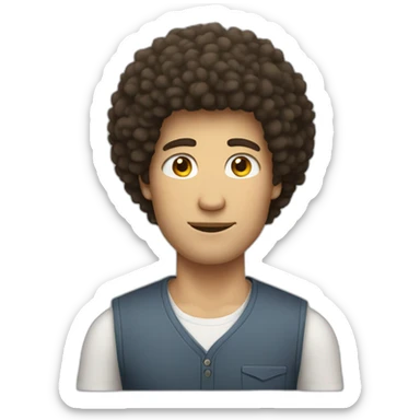 White guy with sleeveless shirt and an afro sticker