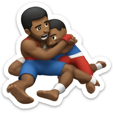 Two adult brothers wrestling and grappling on the floor at Christmas sticker