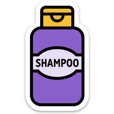 small violet shampoo bottle, modern appearance, clean design sticker