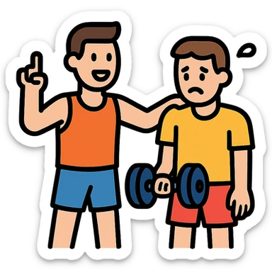 One sportsman encourages the other one, to do a workout and stop being lazy
 sticker