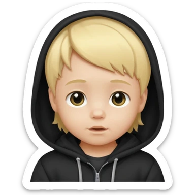 baby with blonde hair and black hoodie sticker