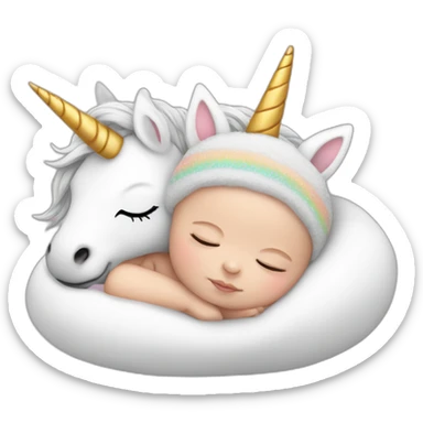 Sleeping white Newborn with unicorn headband sticker