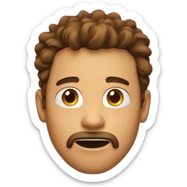 Amazed person, tanned guy, brown shaggy hair, goatee, pierced nose sticker