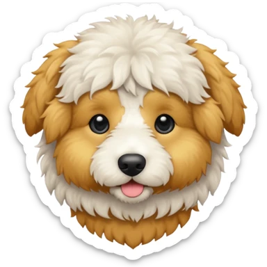 Can you make me an emoji of a white mini golden-doodle no brown in his fur with black eyes? sticker