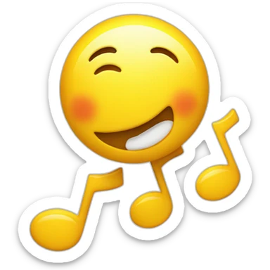 smiley whistling music notes sticker