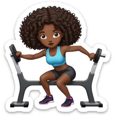 brunette curl medium hair woman black skin working out sticker