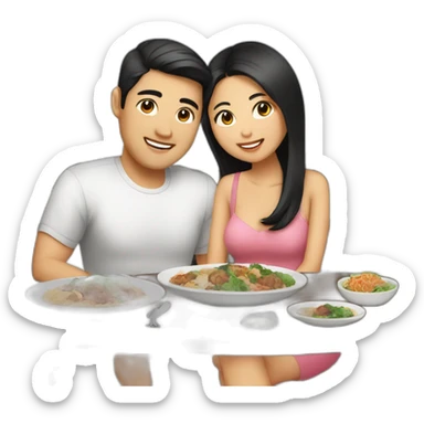 date night dinner for asian couple sticker