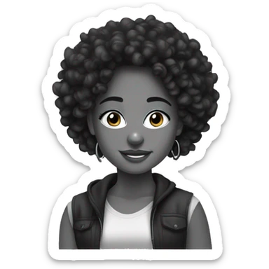 Black and white mixed girl, with curly hair, in y2k style,  sticker