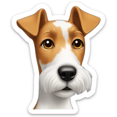 Fox terrier with on ear pointing up and the other ear folded sticker