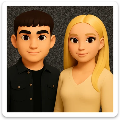 Make the people in the image stand slightly farther apart from each other, preserving the original style and background. sticker