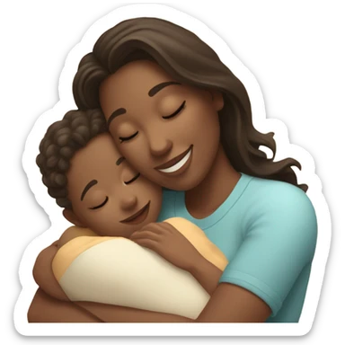 White brunette girl cuddling with baby sticker