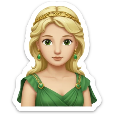 Ancient Roman woman with earrings and blonde hair, green dress sticker