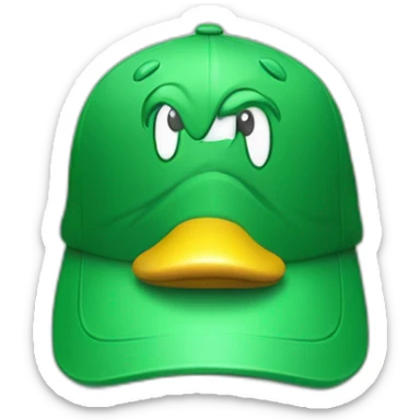 Un canard vert avec une casquette sticker