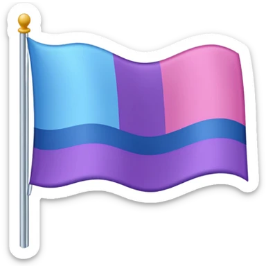 I want a flag, I want the first stripe at the very top of the flag to be pink 🩷. The middle stripe will be the color purple 💜. And finally the bottom stripe will be the color blue 💙. Only those three colors in that exact order. sticker