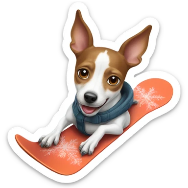 Rat terrier snowboarding  sticker