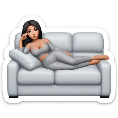 hyper-realistic kim kardashian lie on couch comfy sticker