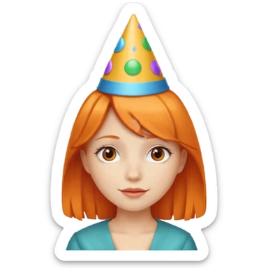 party hatted orange haired girl sticker
