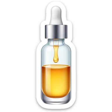 beauty serum bottle with a transparent section showing liquid level sticker