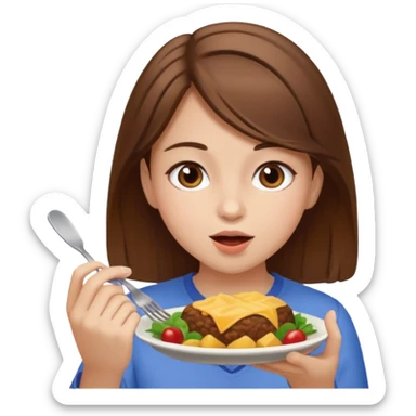 everyday life, food, girl, brown hair sticker