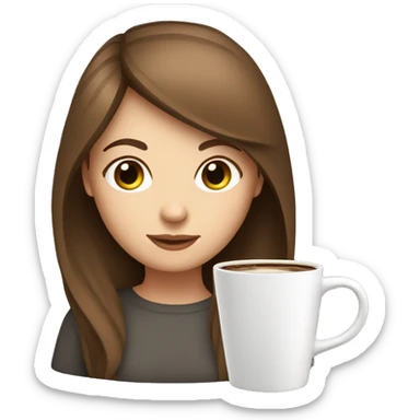 Brown hair white girl with coffee and laptop sticker