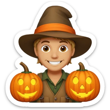 Hunter With Jack o Lantern sticker