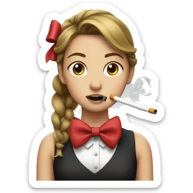 girl with a bow and cigarette in her mouth sticker