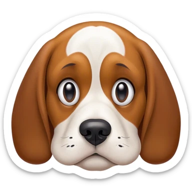 Cinematic Grumpy Beagle Portrait Emoji, Head tilted slightly with a deeply unimpressed expression, featuring a thick tri-color coat of white, brown, and black, large, droopy hazel eyes narrowed into an unamused glare, floppy ears slightly drooping in exasperation, Simplified yet comically expressive features, highly detailed, glowing with a dry, sarcastic glow, high shine, effortlessly judgmental yet dignified, stylized with a touch of cynicism, bright but brooding, soft glowing outline, capturing the essence of an eternally unimpressed yet endearing companion, so lifelike it feels like it could sigh heavily at you in disdain at any moment! sticker