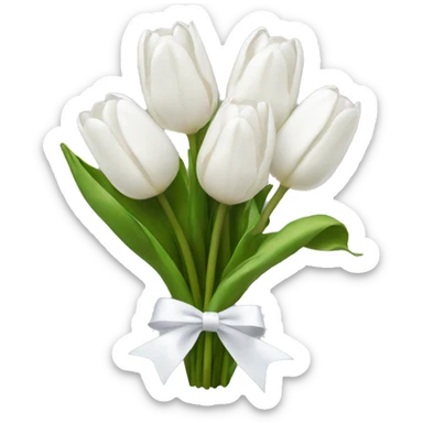 white tulip bouquet  with a white bow sticker