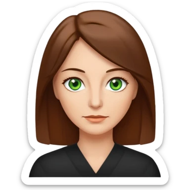 pretty middle age woman with green eyes and shoulder length straight brown hair  sticker