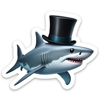 Shark with a top hat sticker