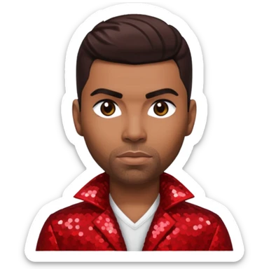Ginuwine with dark brown hair, red sequin outfit sticker
