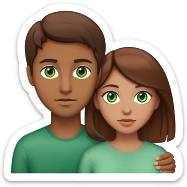 Couple woman with green eyes and brown hair and man with brown hair and brown eyes  sticker
