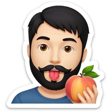 Black hair Man red beard licking peach sticker