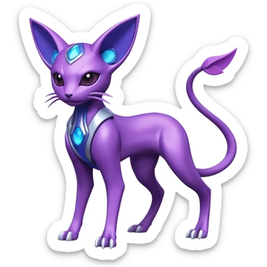 Futuristic Modern Miraidon-Genesect-Espeon-Mewtwo-Fakémon-hybrid-creature (full body)  sticker